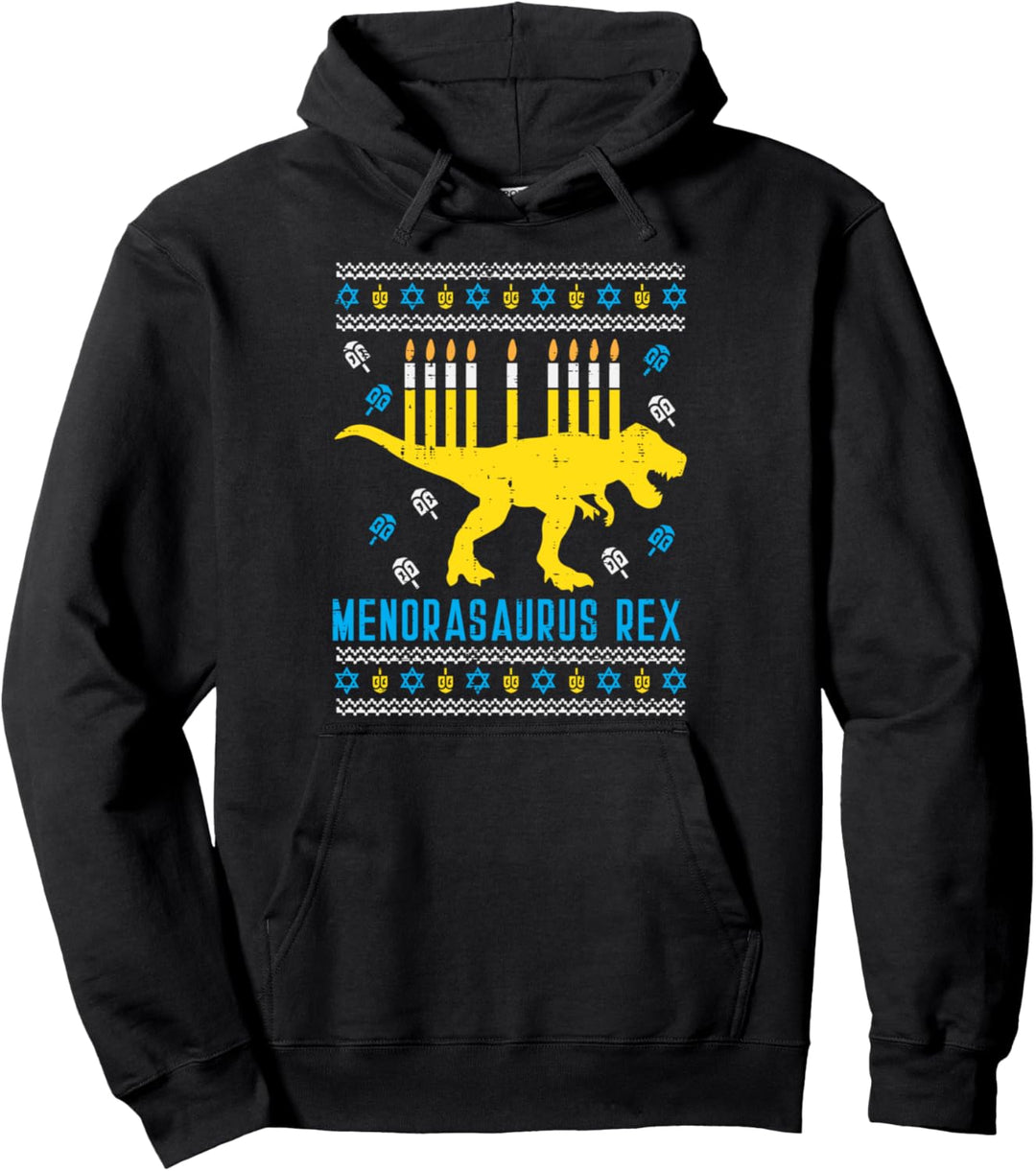 Menorasaurus Rex Trex Menorah Ugly Hanukkah Chanukkah Gift Pullover Hoodie