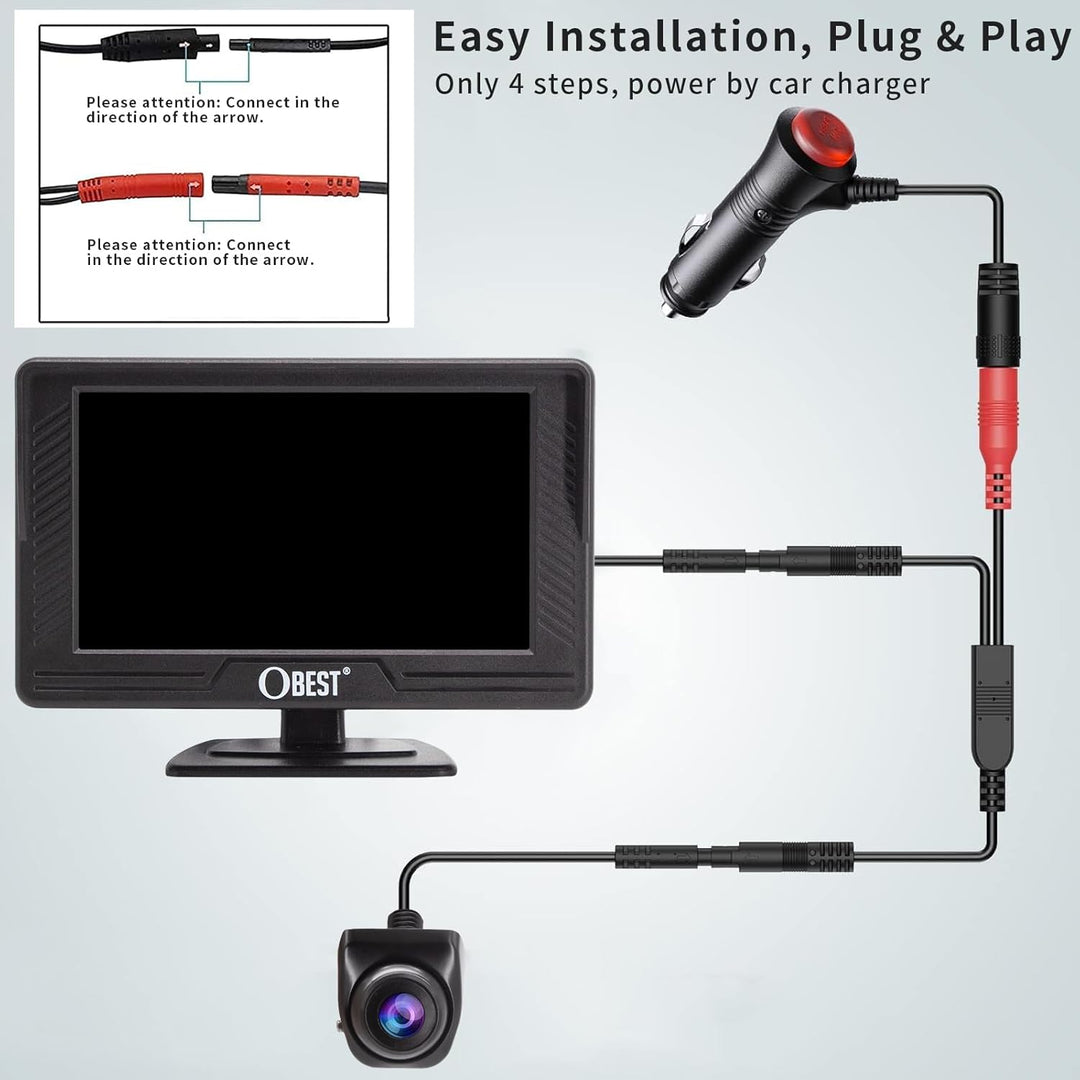 OBEST Rückfahrkamera Auto Set 1080P mit LCD Monitor Bildschirm, Nachtsicht Parkplatzkamera IP69 Wass