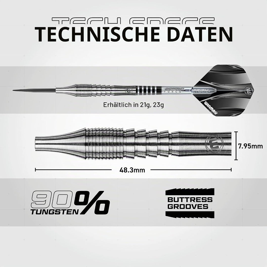 WINMAU Sniper 23 Gramm Professionelles Wolfram-Dart-Set mit Flights und Schäften (Shafts)