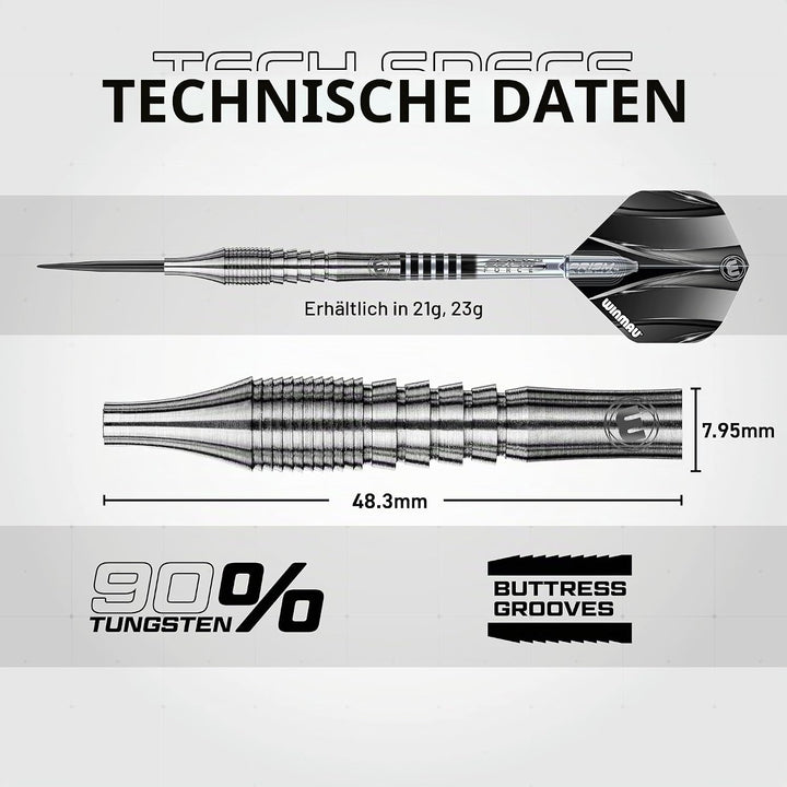 WINMAU Sniper 23 Gramm Professionelles Wolfram-Dart-Set mit Flights und Schäften (Shafts)