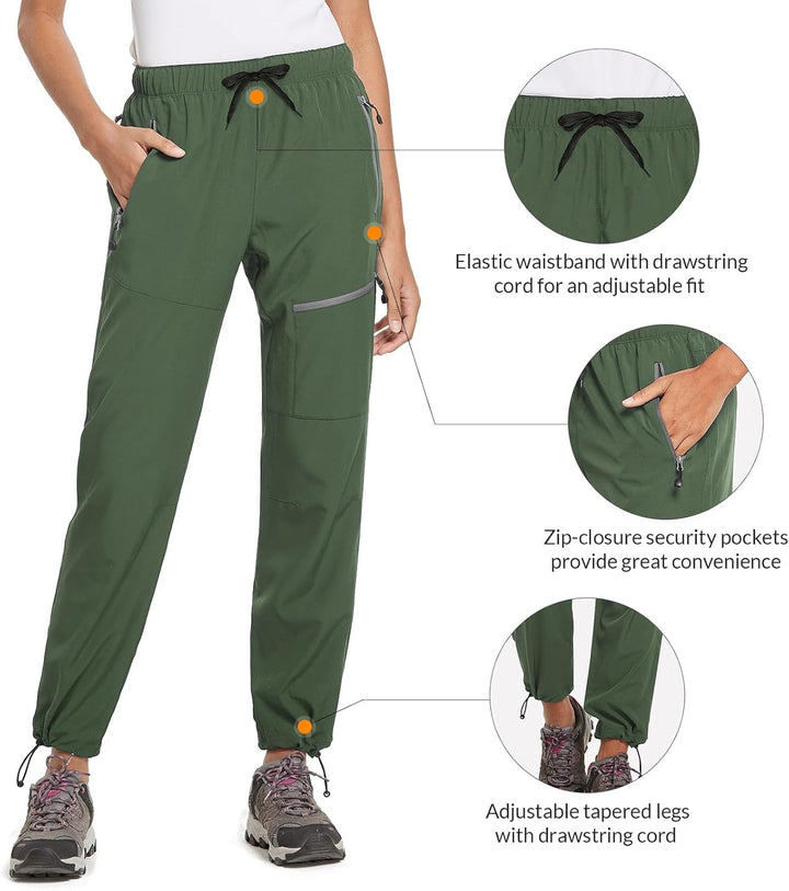 baleaf Damen Outdoorhose Wanderhose Wasserdicht Schnelltrocknend Leicht Trekkinghose Capris UV Schut