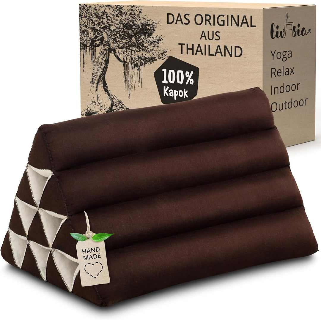 livasia Rückenstützkissen einfarbig, Dreieckskissen für Garten und Balkon, Keilkissen mit Kapok, han