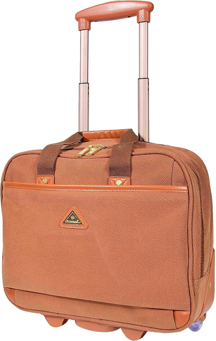 House Of Leather Reisetasche Organizer Pilotenkoffer mit Rollen Wildlederimitat Aktentasche Stil Cad