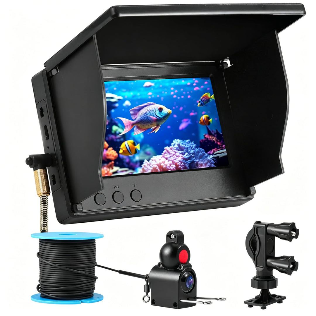 Fischfinder, Unterwasserkamera Angeln, 1080PHD, 4.3 Zoll IPS Display, 2000 Helligkeit, IP68 Wasserdi
