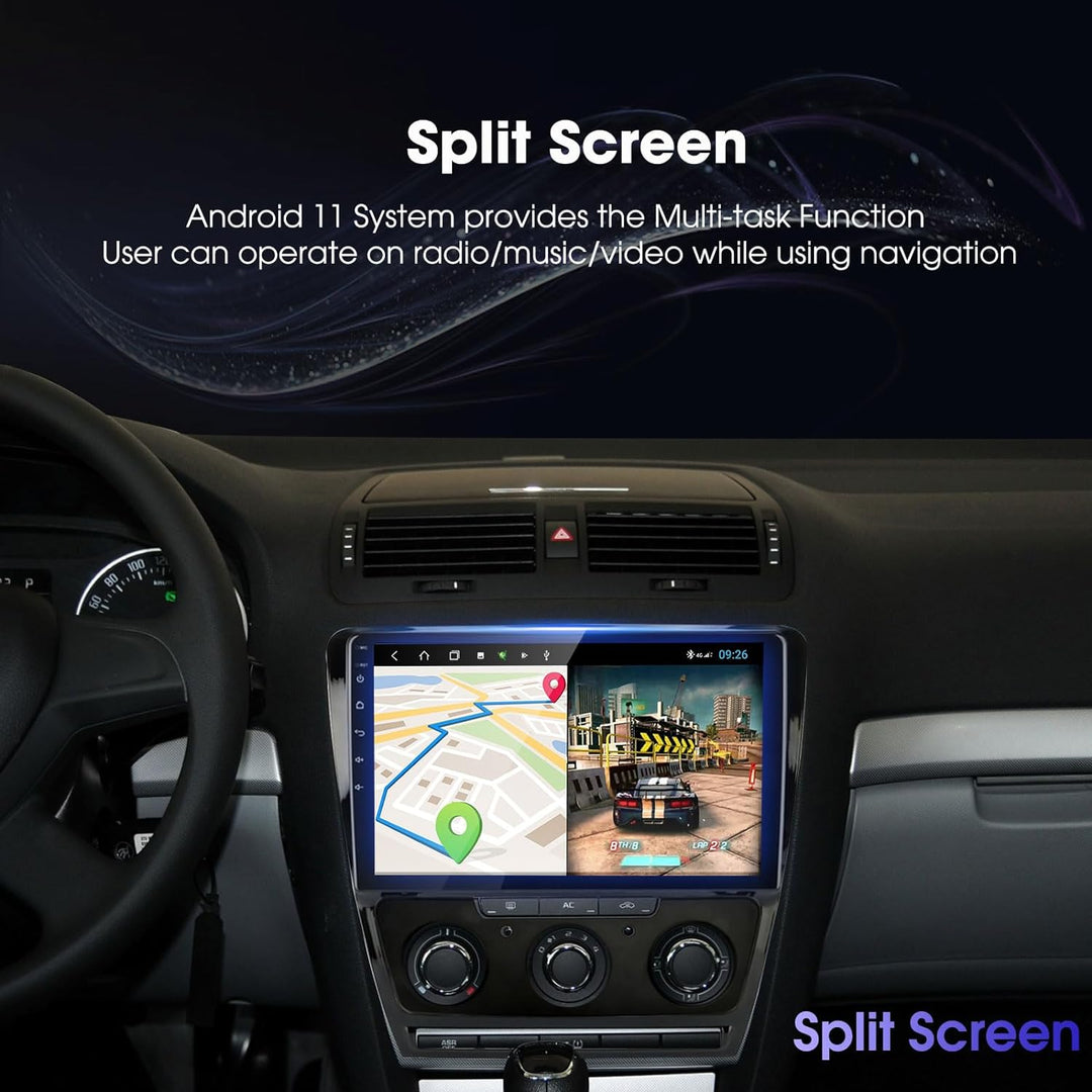 EZoneTronics Android 10 Autoradio Stereo für Skoda Octavia 2009-2013 10-Zoll-Touchscreen GPS-Navigat