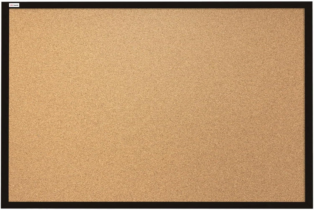 ALLboards Pinnwand mit Schwarzer Holz Rahmen 60x40cm Korktafel Korkwand Pinnwand Kork Farbiger Natur