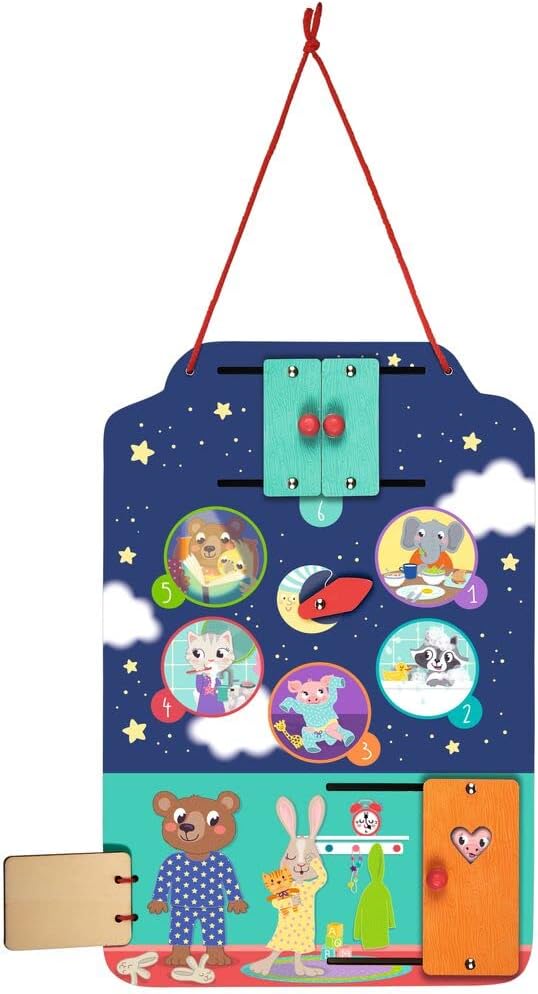 moses. 38173 Kuschelhelden Lerntafel kleine Abendroutine, Lernuhr für Kinder zum Aufhängen, spieleri