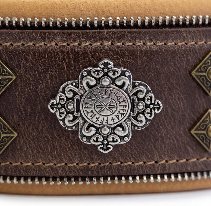Bestia™ "Aztec Echtleder Hundehalsband für grosse Hunde. 100% Leder. Weich gepolstert. 6,3 cm breit.