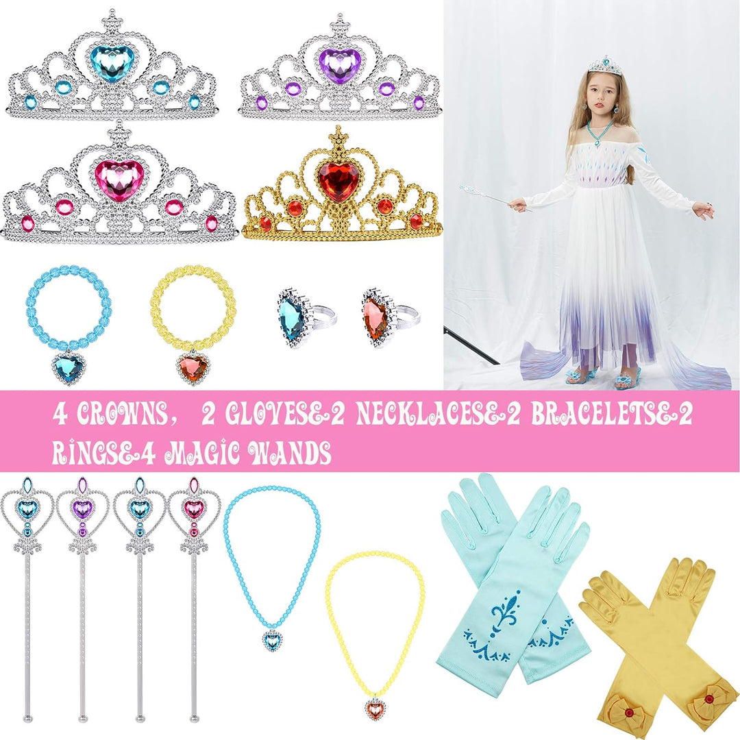 Tacobear Prinzessin Kostüm Zubehör Prinzessin Schuhe Mädchen mit Krone Zauberstab Halskette Ring Arm
