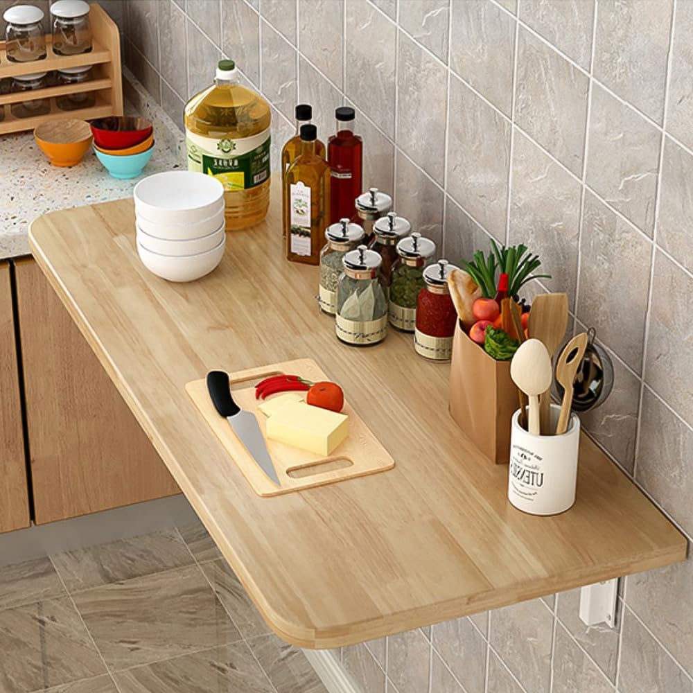Wandtisch, klappbar, aus Holz, Küche, klappbar, Wandmontage, schwimmend, Computer-Schreibtisch, 60 x