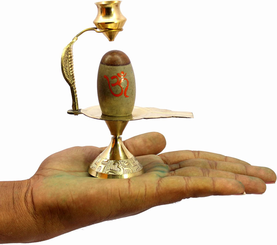 eSplanade Narmadeshwar Shiva Lingam Shiv Ling mit Messing-Wasserkrug und Trishul – 13,3 cm
