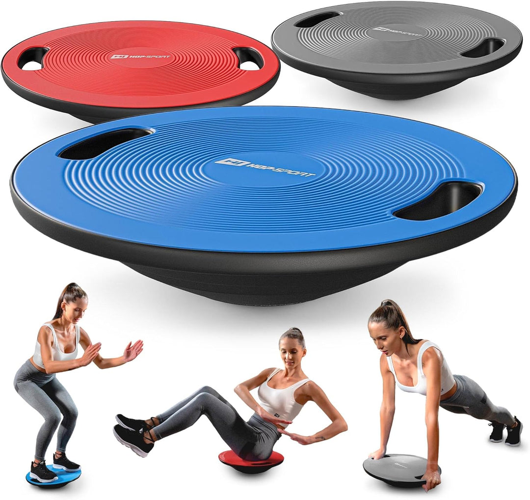 Hop-Sport Balance Board aus Kunststoff - 150 kg Belastbarkeit, rutschfestes Wackelbrett mit Griffen,