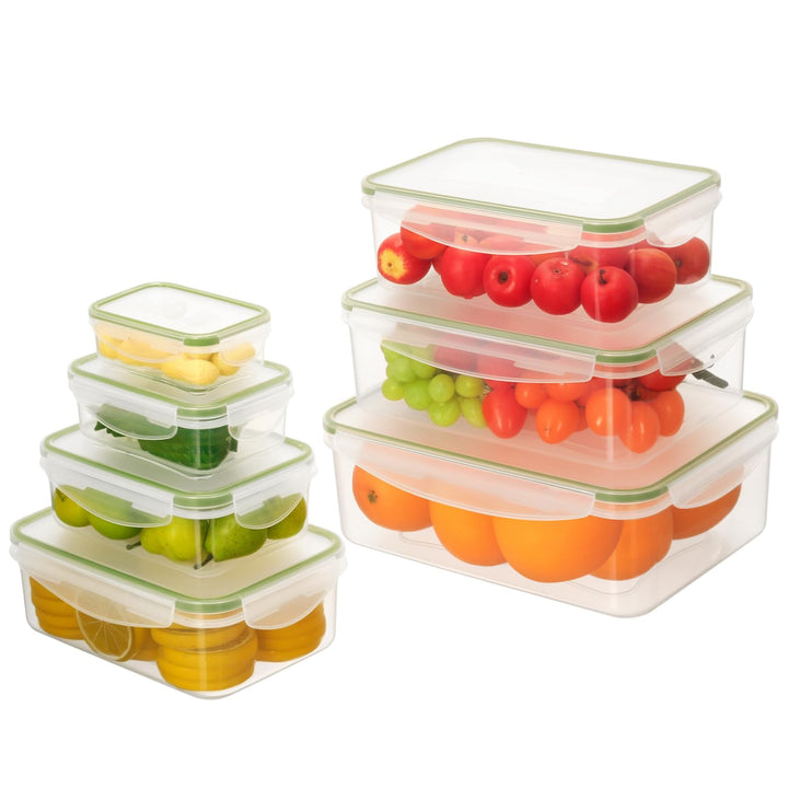 AiQInu Frischhaltedosen Mit Deckel 7PCS, BPA-Frei PP(3.8L+2.5L+1.5L+1L+0.5L+0.24L+0.12L) Plastik Vor
