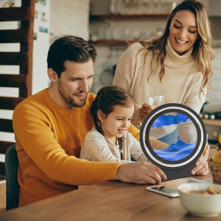 Ulikey Sandbilder Zum Drehen, 3D Dynamische Sandbild mit Led Licht, 10 Zoll Bewegende Sandkunst, Fli