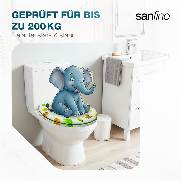 SANFINO® Premium WC Sitz mit Absenkautomatik – hochwertige Toilettendeckel aus Holz, viele bunte Mot