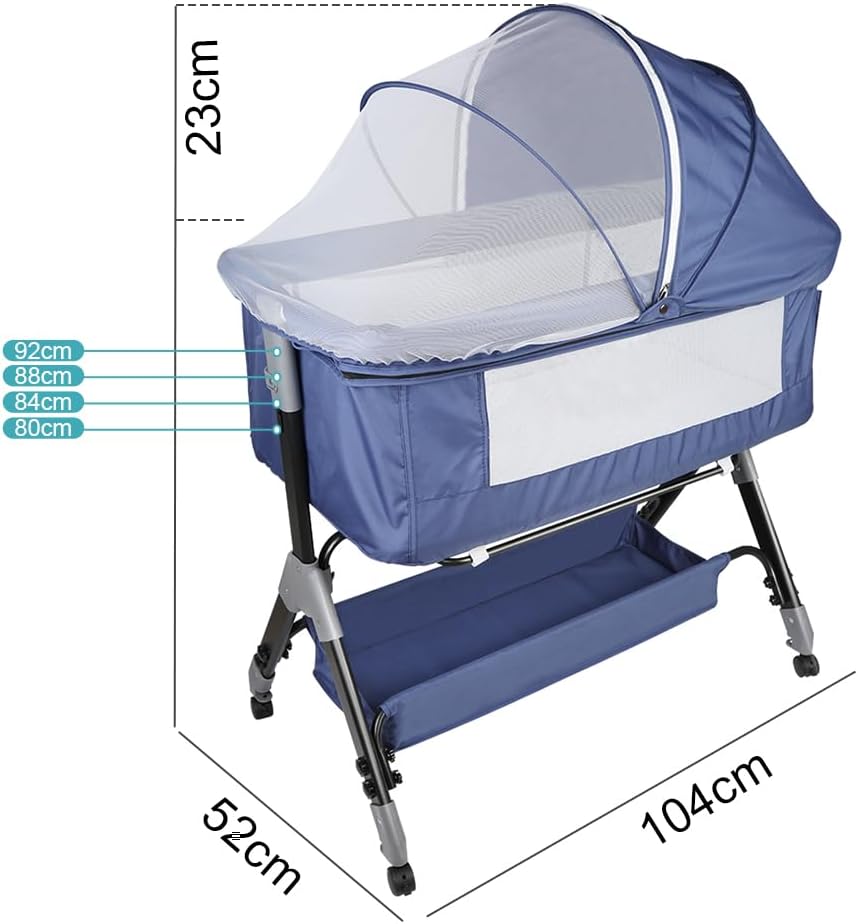 Kedia Babywiege mit Moskitonetz, Babybett & Reisebett mit Rollen, Babybett für Wiegen, höhenverstell