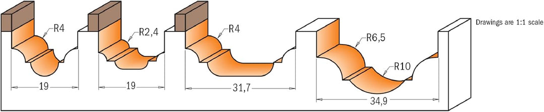 CMT ORANGE TOOLS 748.191.11 - PROFILFRÄSER HM S=6 D=19 R=2.4