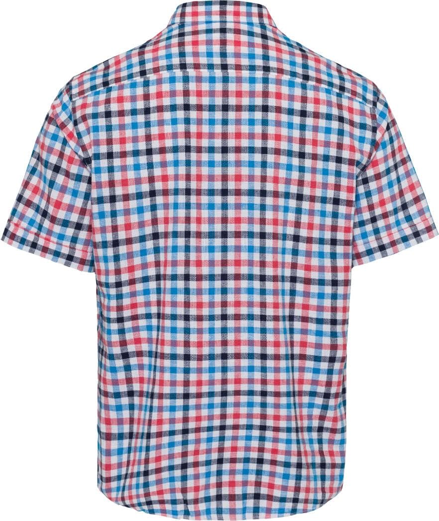 BRAX Herren Style Dan C Cotton Linen Slub Kariertes Kurzarmhemd Hemd XL Ocean, XL Ocean