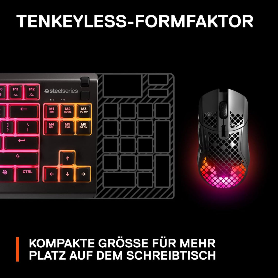 SteelSeries Apex 3 TKL - RGB Gaming-Tastatur - Kompakter Tenkeyless-Formfaktor - 8-Zonen-RGB-Beleuch