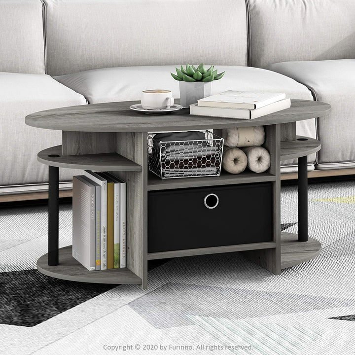 Furinno Jaya Couchtische, Beistelltisch, Französische Eiche/Schwarz/Schwarz, 89.9 (Breite) x 41.7 (H