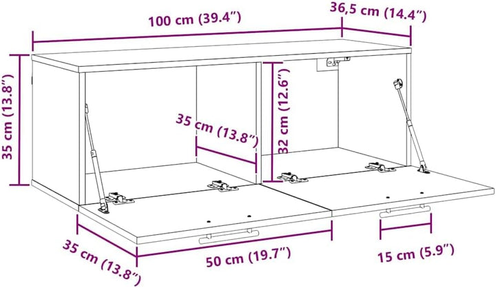 vidaXL Wandschrank Artisan-Eiche 100 x 36,5 x 35 cm Holzwerkstoff, Grosszügiger Stauraum, moderner W