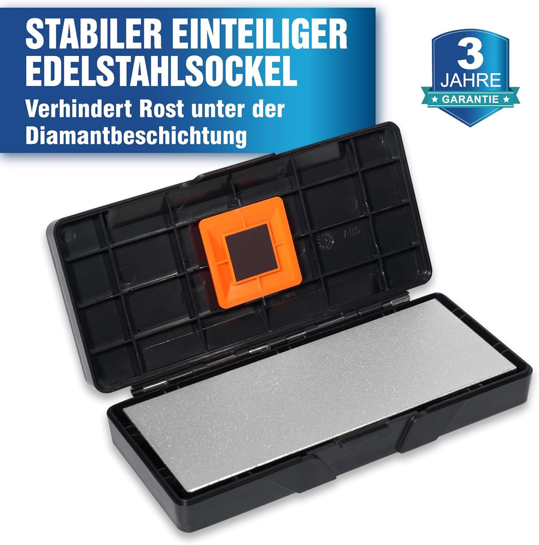 SHARPAL 156N Diamant-Schleifstein Abziehstein mit Aufbewahrungsbox, Dual Körnung, grob/extrafein, We