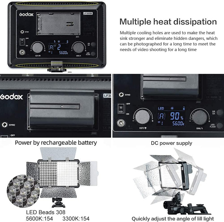 GODOX LED Blitz LF308 Bicolor Version Leuchte 308 Perlen 3300K ~ 5600K 18W LF308Bi, LF308Bi