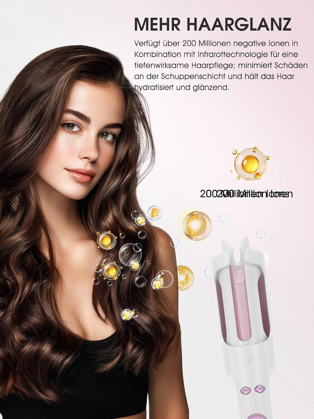 Automatik Lockenstab mit Kaltluft & Ionen, 30mm Keramik Auto Curler, 5 Temperaturen 160-200°C, Anti-