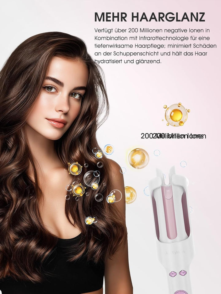 Automatik Lockenstab mit Kaltluft & Ionen, 30mm Keramik Auto Curler, 5 Temperaturen 160-200°C, Anti-