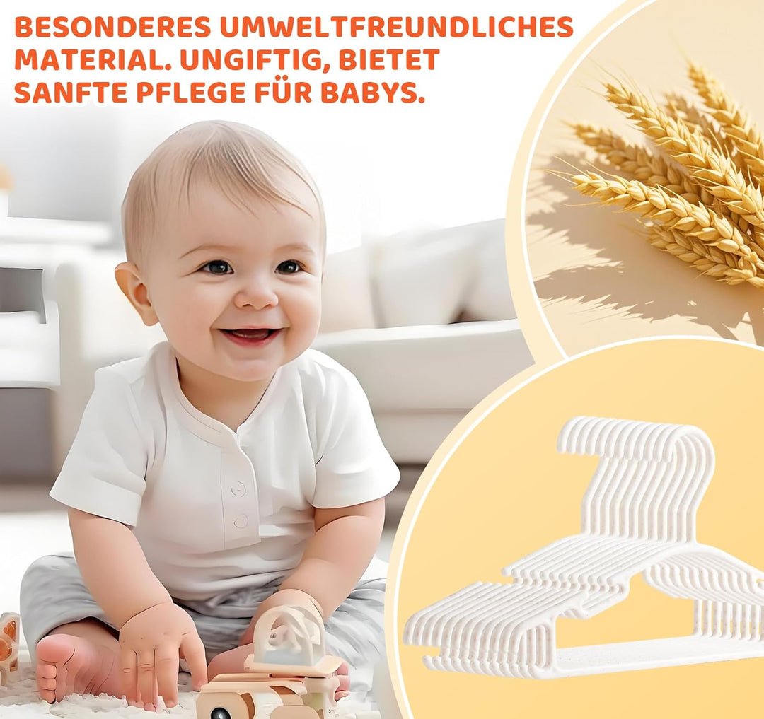 ilauke 54 Stück Kinder Kleiderbügel, Weizenstroh kleiderbügel Kinder, 10,6“ Baby und Kinderkleiderbü
