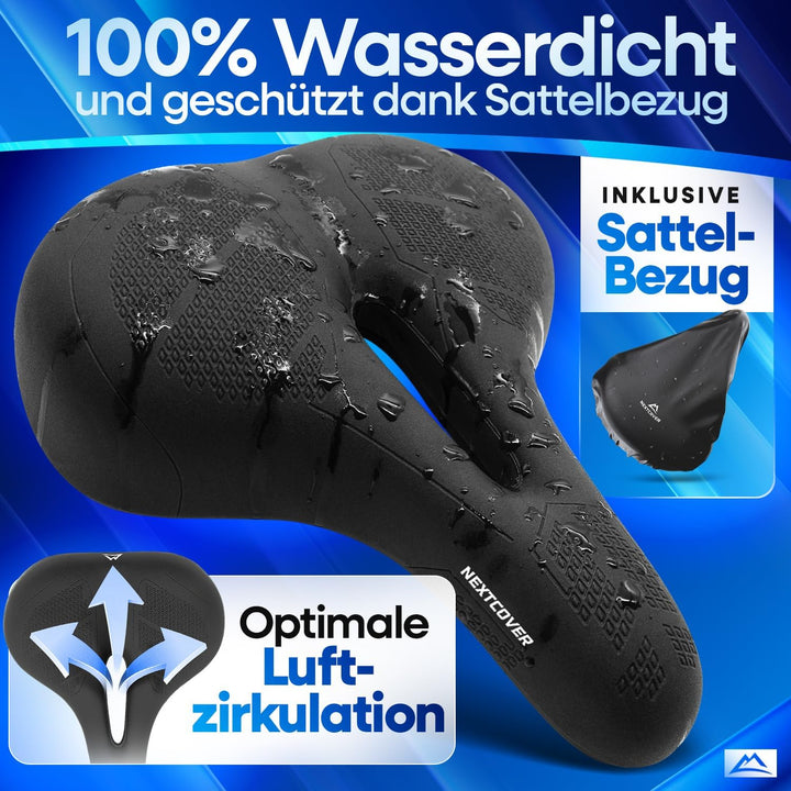 NEXTCOVER® Fahrradsattel mit Memory-Foam 2.0 und [Volume-Air] Federung I maximaler Fahrkomfort I erg