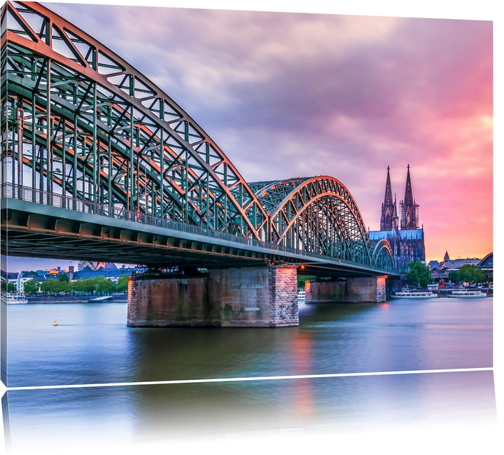 Prächtige Hohenzollernbrücke in Köln Format: 100x70 auf Leinwand, XXL riesige Bilder fertig gerahmt