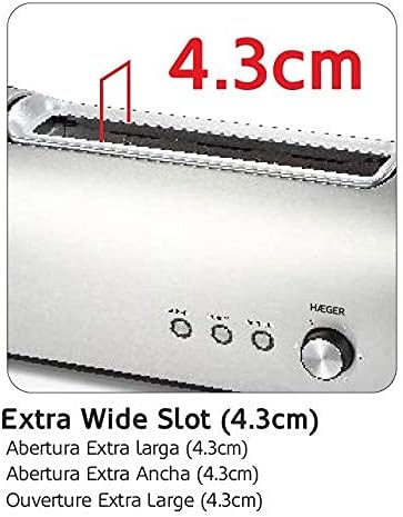 Haeger TO-14D.010A Multifunktions-Toaster mit 1400 W Leistung, 2 lange Schlitze, aussen aus Edelstah