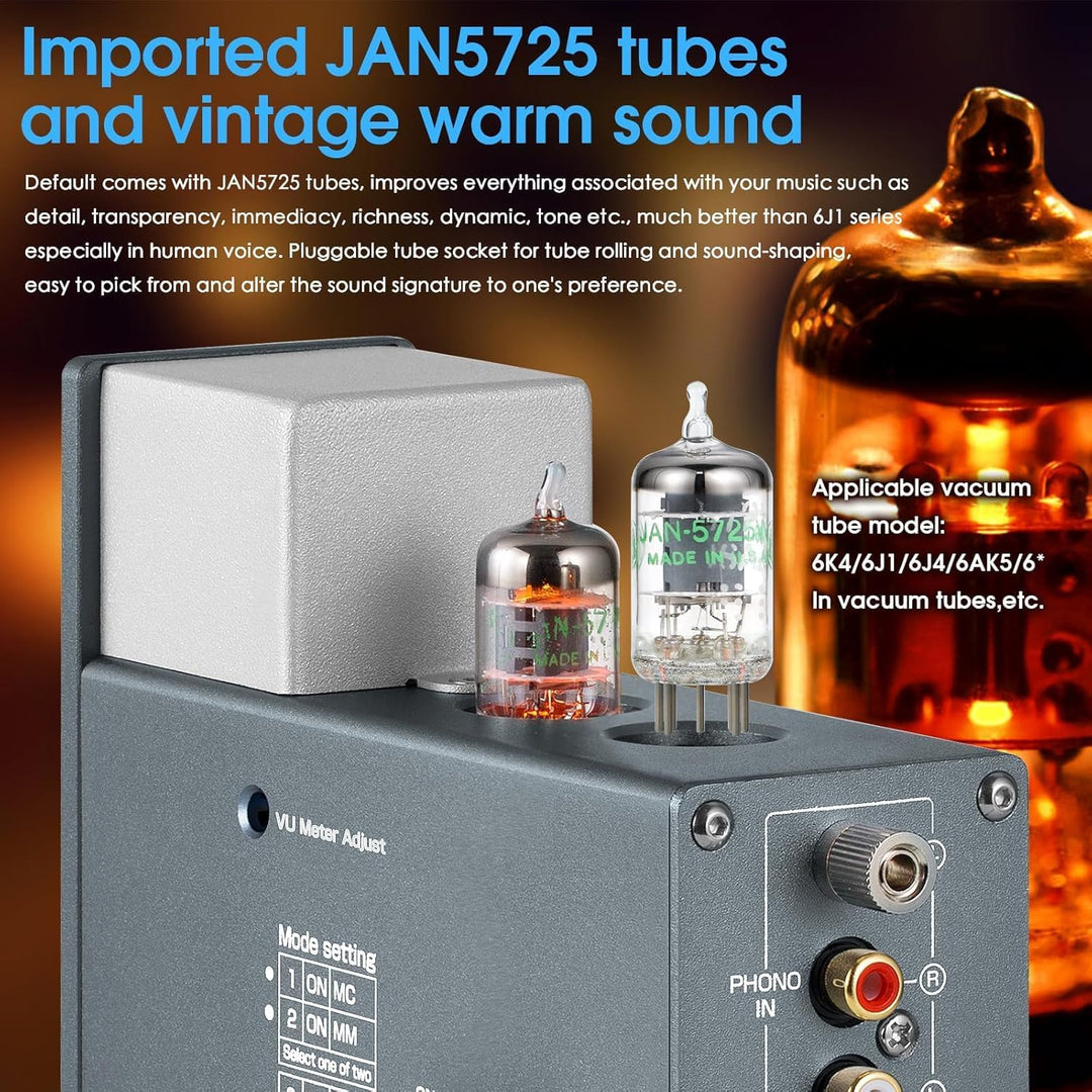 Douk Audio T4 Plus HiFi JAN5654 Röhrenvorverstärker MM/MC Phono-Vorverstärker für Plattenspieler Min