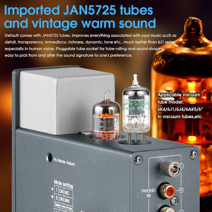 Douk Audio T4 Plus HiFi JAN5654 Röhrenvorverstärker MM/MC Phono-Vorverstärker für Plattenspieler Min