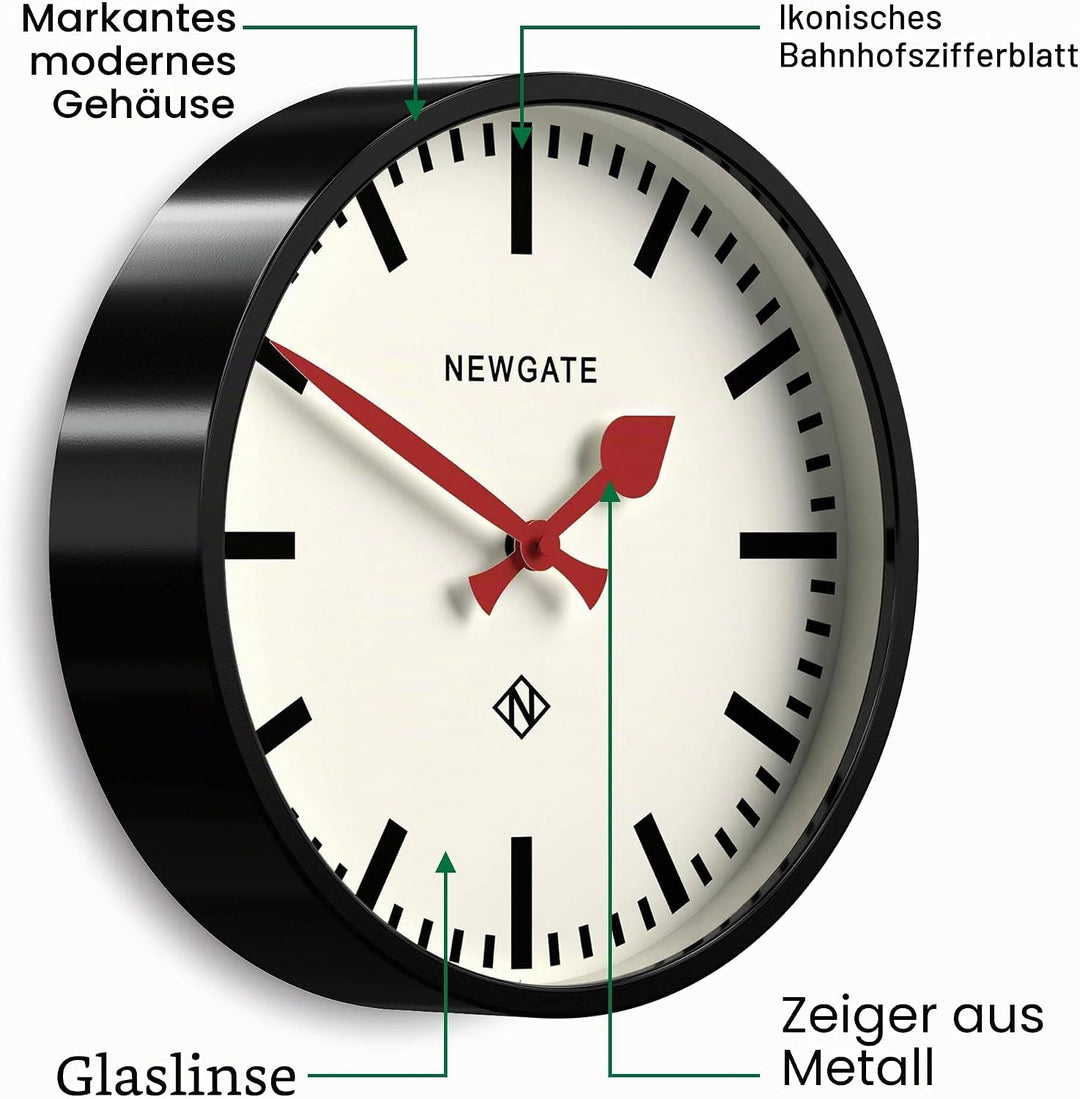 NEWGATE® The Luggage Wanduhr aus Metall Wanduhren - Designer Bahnhofsuhr - Perfekt als Küchenuhr - B
