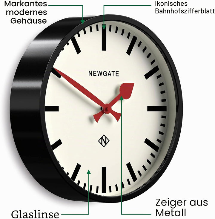 NEWGATE® The Luggage Wanduhr aus Metall Wanduhren - Designer Bahnhofsuhr - Perfekt als Küchenuhr - B