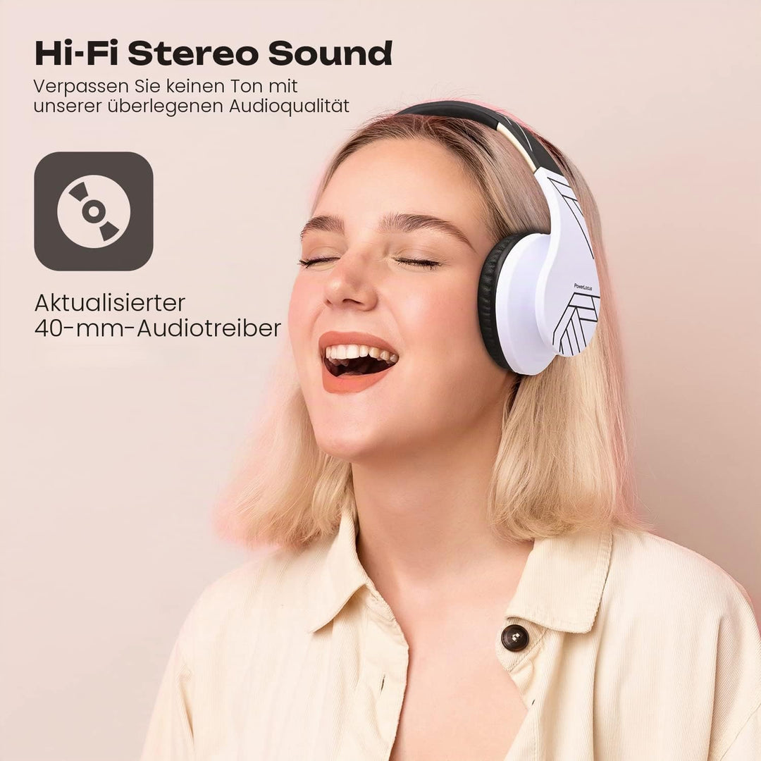 PowerLocus Bluetooth Over-Ear Kopfhörer, Kabellos Stereo Faltbare Kopfhörer Kabellose und Kabel-Kopf