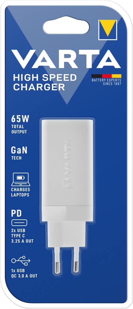 VARTA Ladegerät, Ladeadapter 65W, gleichzeitiges Laden von bis zu 3 Geräten, High Speed Charger, Lad