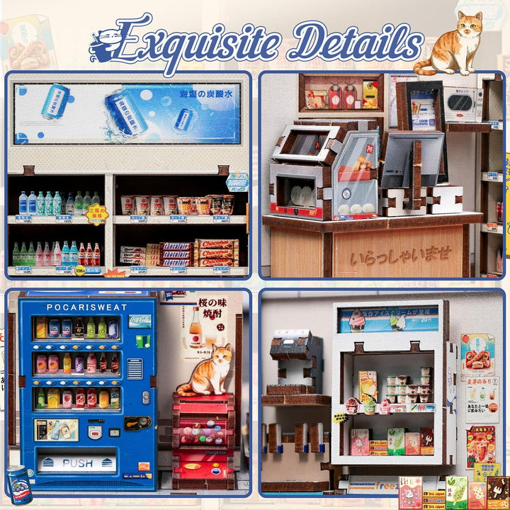CUTEBEE Book Nook Kit - Puppenhaus Im Japanischen Stil, DIY Holz Miniaturhaus Für Erwachsene, Wohn U
