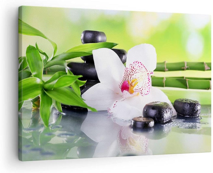 Bilder auf Leinwand blume orchidee Leinwandbild mit Rahmen 70x50cm Wandbilder Dekoration Wohnzimmer