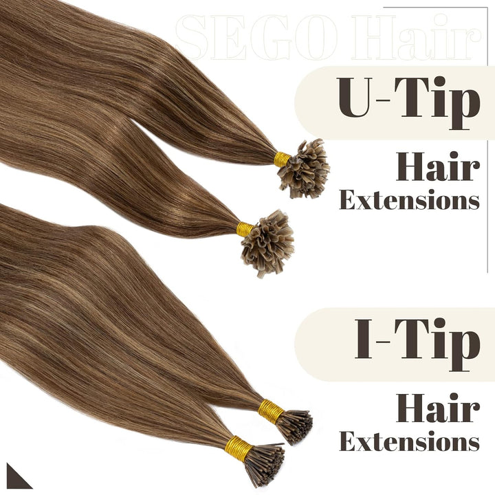 SEGO Bondings Extensions Echthaar 0.5g/Strähnen Haarverlängerung Keratin U-Tip Glue 100 Strähnen 100