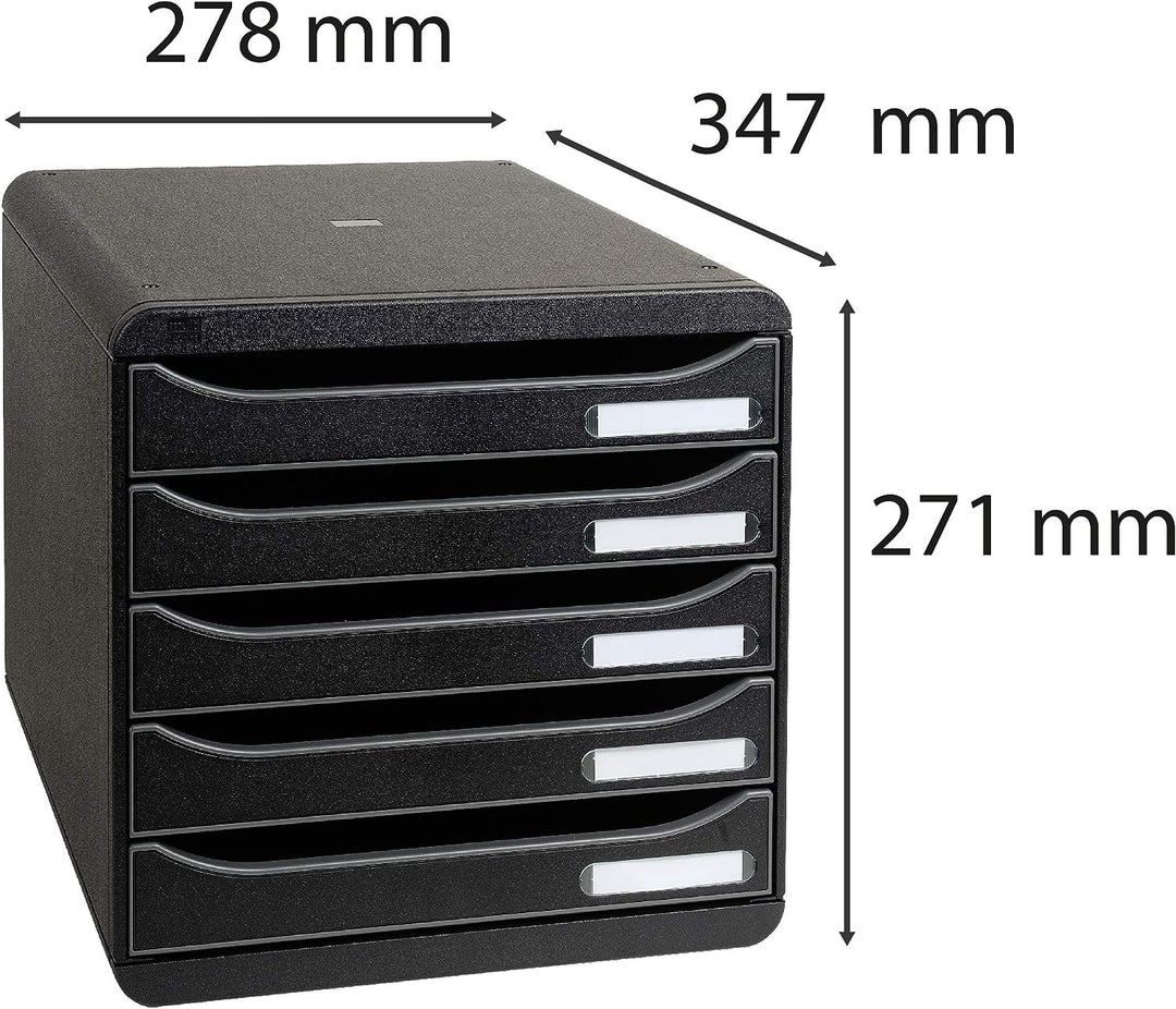 Exacompta 309714D Premium Ablagebox mit 5 Schubladen für DIN A4+ Dokumente. Stapelbare Schubladenbox