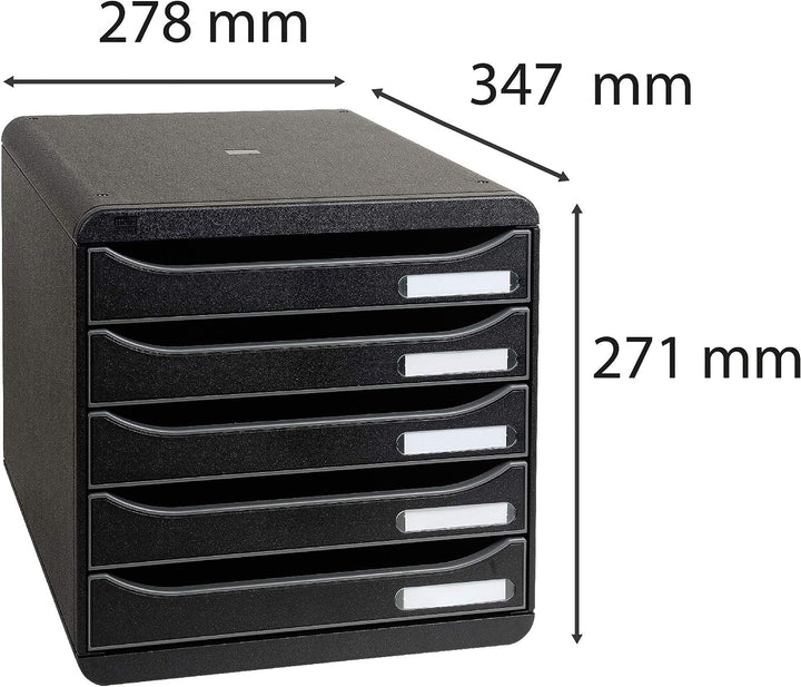 Exacompta 309714D Premium Ablagebox mit 5 Schubladen für DIN A4+ Dokumente. Stapelbare Schubladenbox