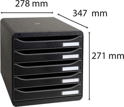 Exacompta 309714D Premium Ablagebox mit 5 Schubladen für DIN A4+ Dokumente. Stapelbare Schubladenbox