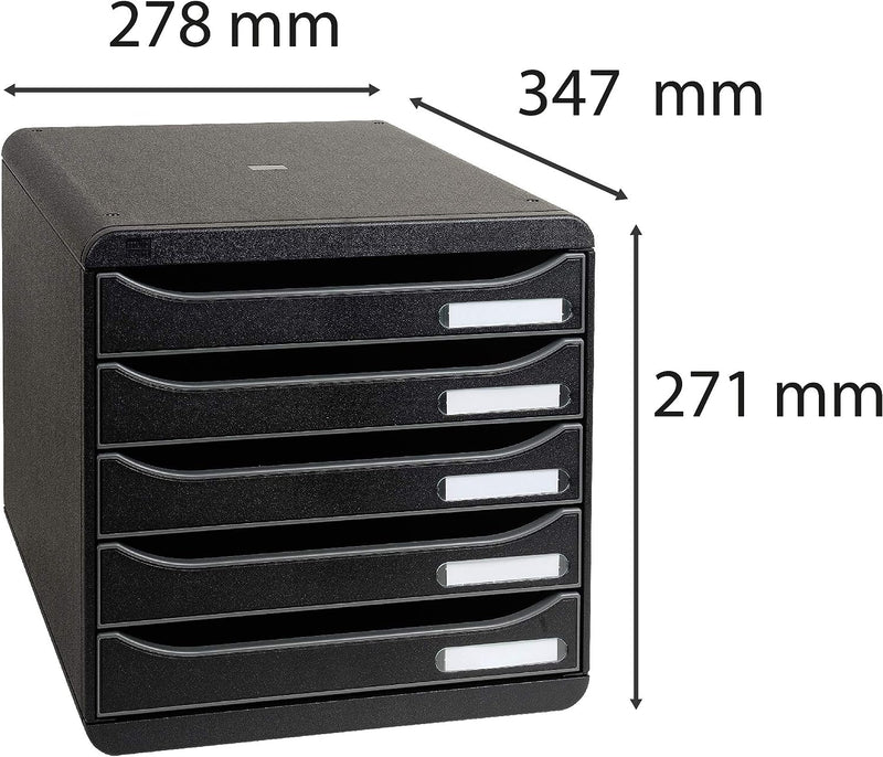 Exacompta 309714D Premium Ablagebox mit 5 Schubladen für DIN A4+ Dokumente. Stapelbare Schubladenbox