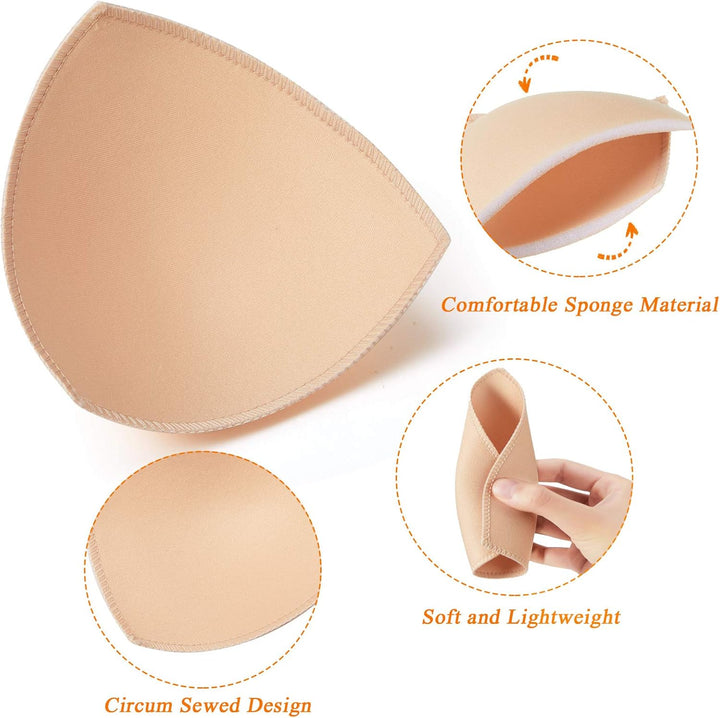Geyoga 12 Paar Triangle Sport BH Einsätze Push Up Brust BH Einsatz Pads abnehmbar M Nude Farbe, M Nu