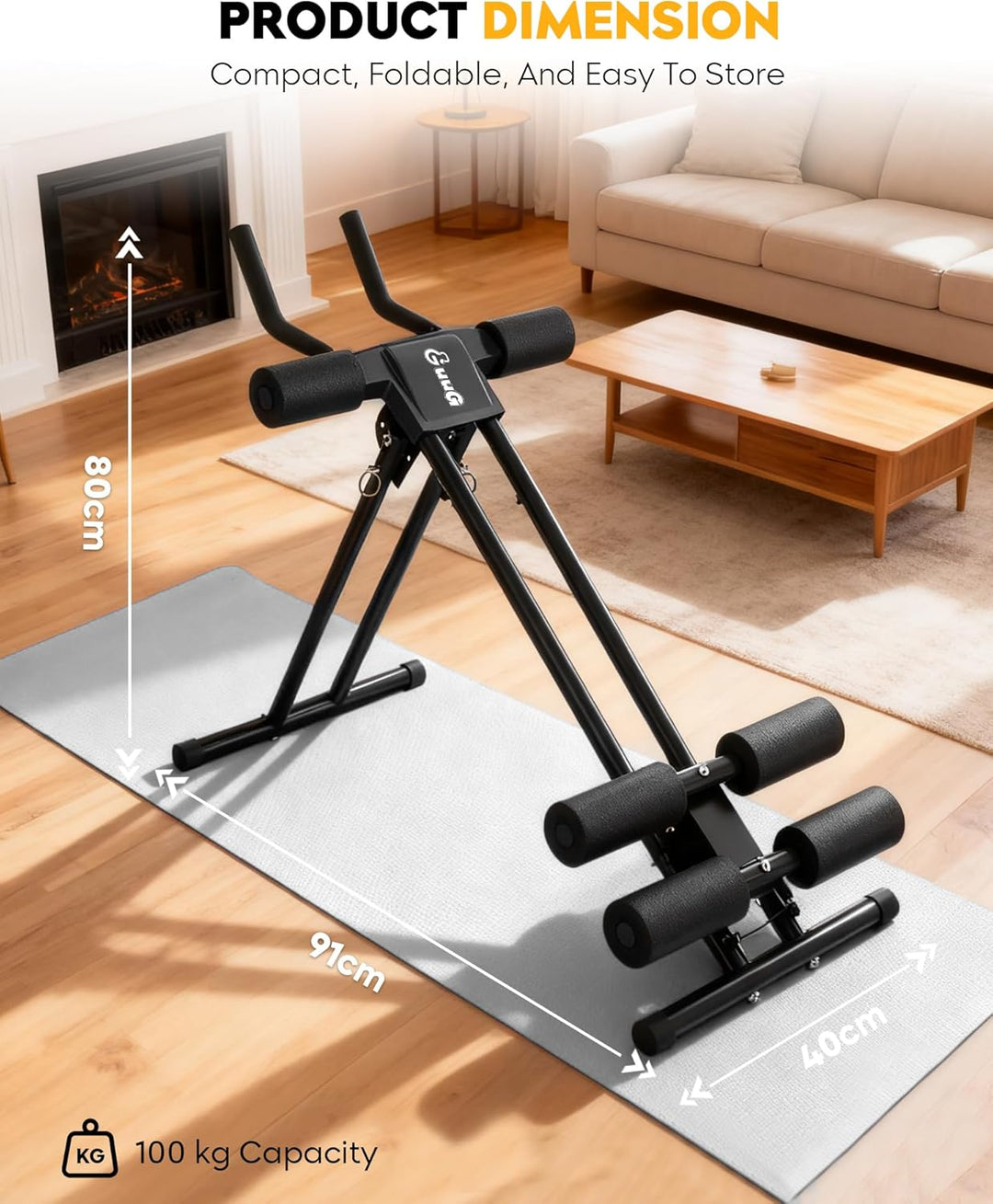 GUUG Bauchmuskeltrainer Bauchtrainer für Zuhause: Bauch Trainingsgerät Klappbar Bauchmuskeltraining