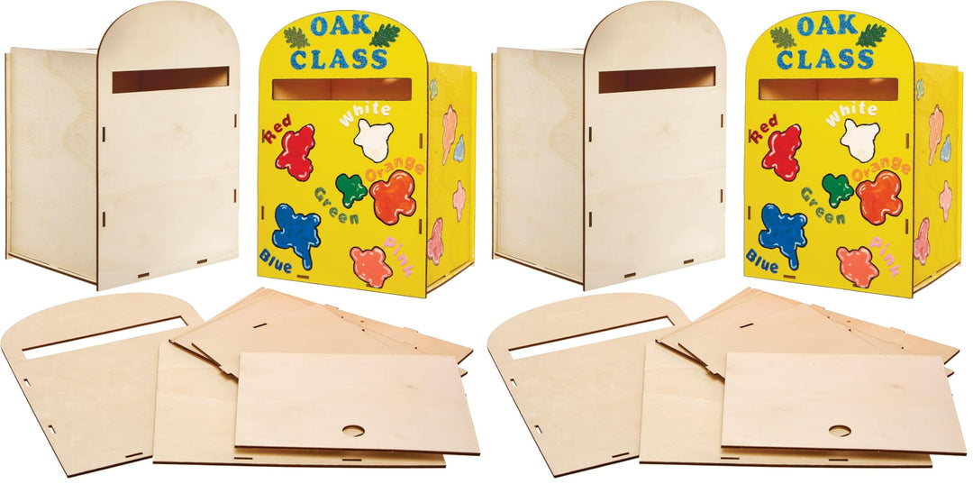 Baker Ross FX846 Briefkasten-Set - 1 Set, Holzbastelsets zum Bemalen und Dekorieren für Kinder, Mitt