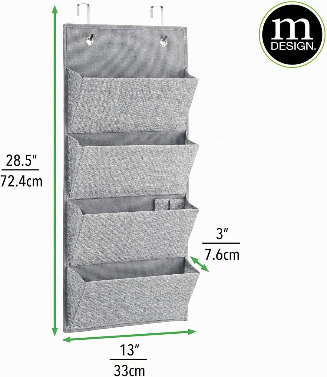 mDesign Schrank - Organizer aus Stoff zur Wandmontage oder Hängen über die Tür für Handtaschen, Spie